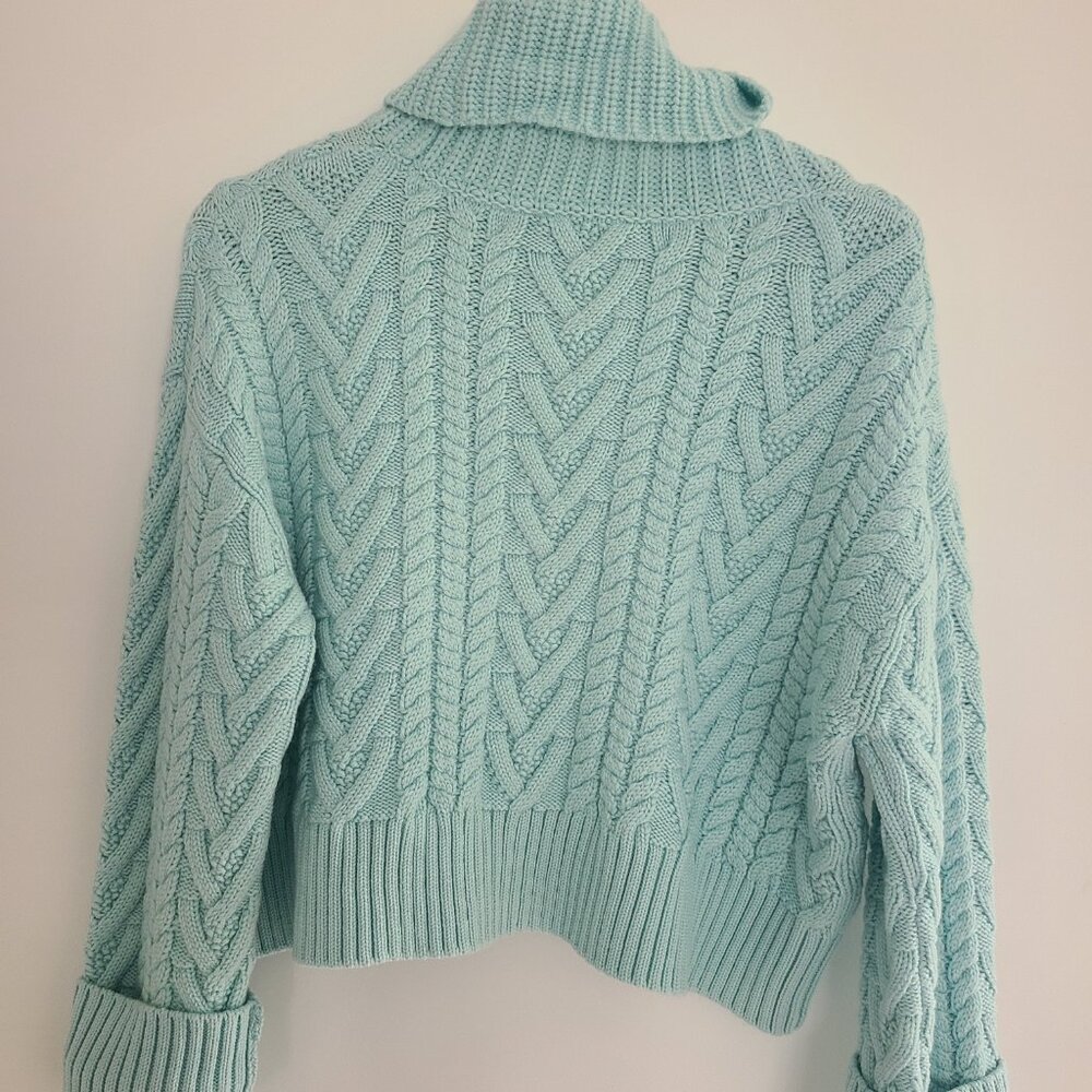 ALICE + OLIVIA Nance Wide Sleeve Cable Knit Turtleneck Size XS - Picture 2 of 6